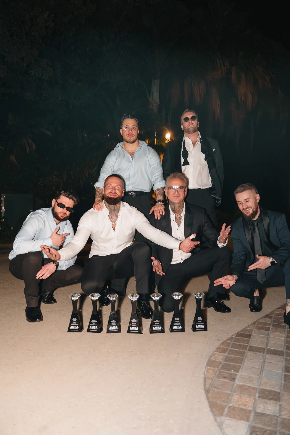 The Barber Club Bentleigh barbers with their trophies at the 2026 ANZ Modern Barber Awards